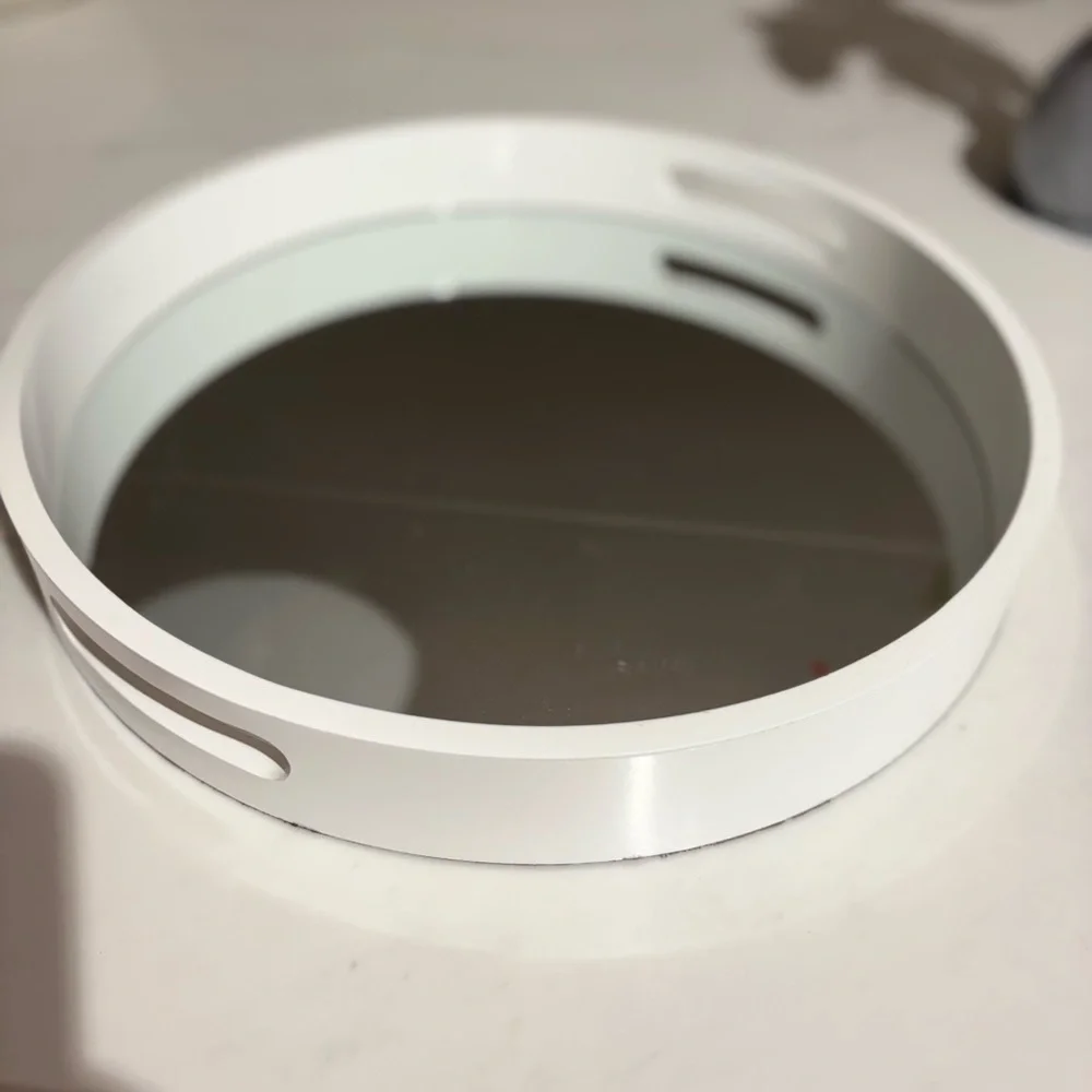 Elegant White Mirror Tray Round